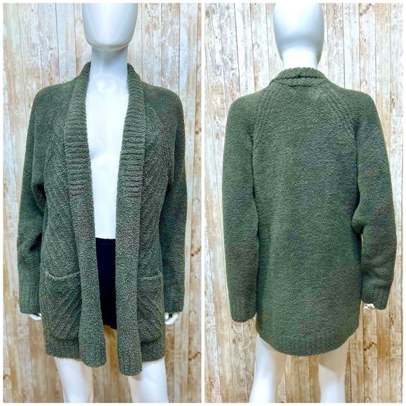 Barefoot Dreams Sweaters - Barefoot Dreams CozyChic Directional Ribbed Cardigan in Olive [13163]